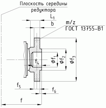 Размеры валов редуктора Ц2У-400КМ 2